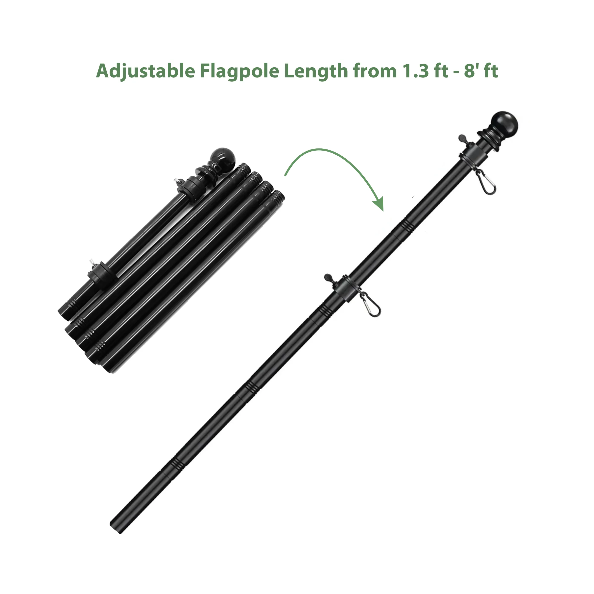 8' Flagpole with Rotating Clips 9