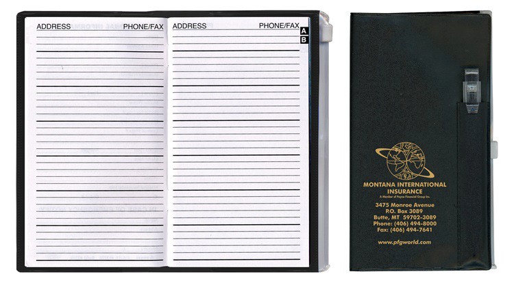 Address Book w/ Zip Back Planner & Clear Pen - Solid Color Cover 2