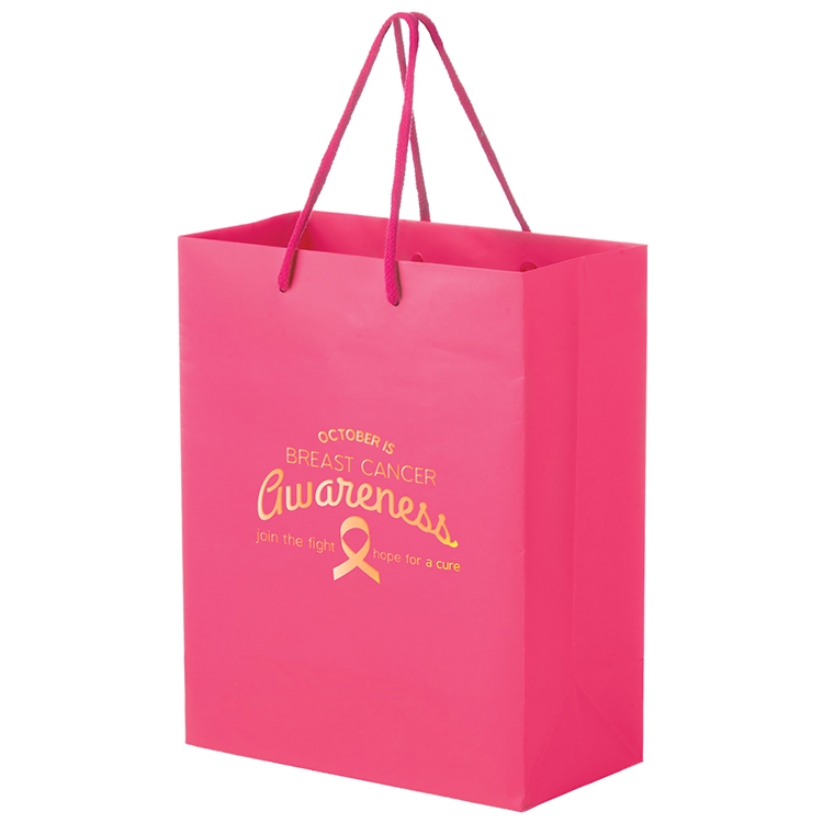 Pink Awareness Matte Laminated Euro Tote Bags - Foil Stamped 1
