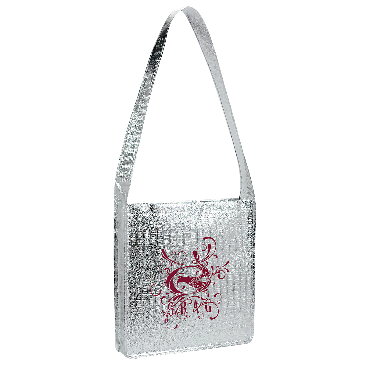 Laminated Non-Woven Textured Metallic Bronze Messenger Bag 14"x15"x3" 1