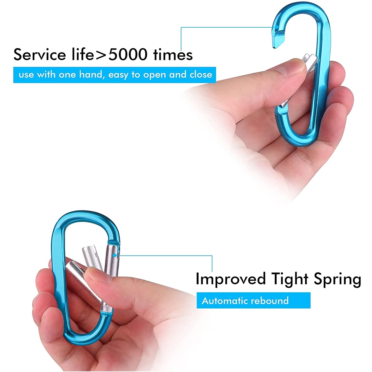 Large Aluminum D Ring Shape Carabeaner Keyring Keychain Hook 3