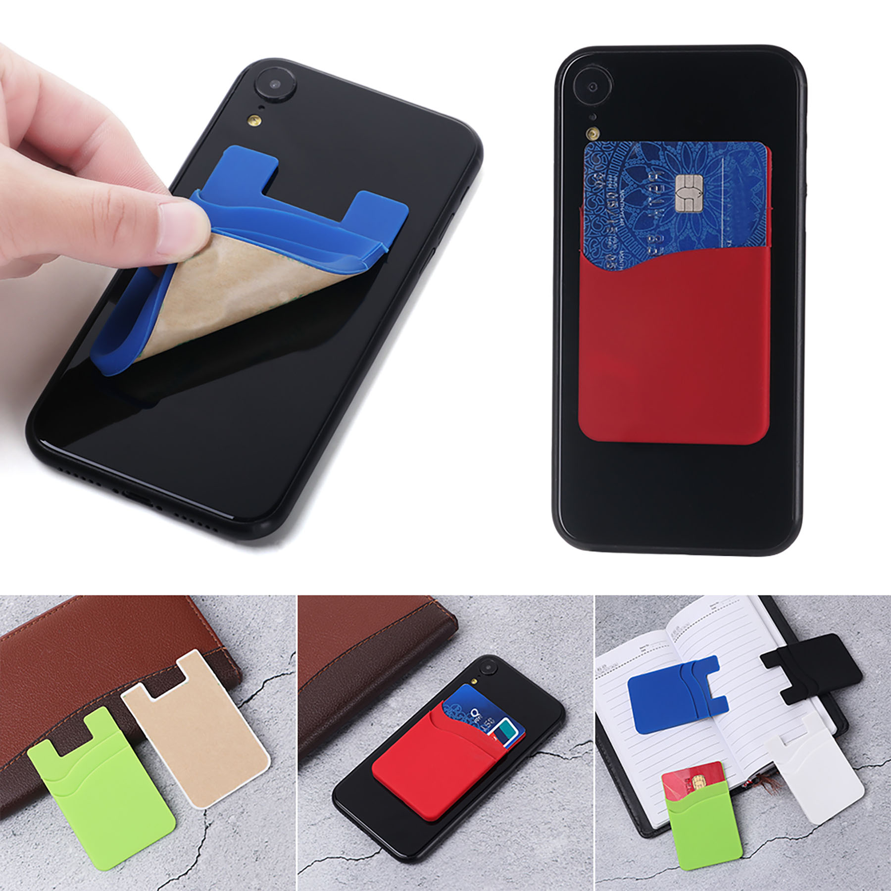 2 Layers Silicone Mobile Phone Back Card Holder 3