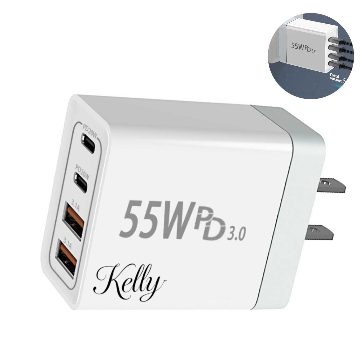55W USB C PD Wall Fast Chargers 2