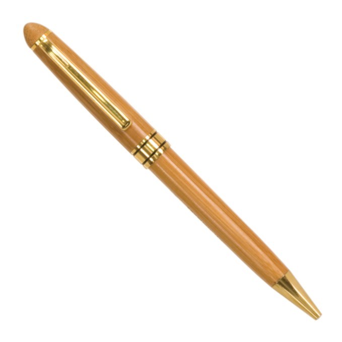 Engraved Bamboo Pen with Gold Trim. 1