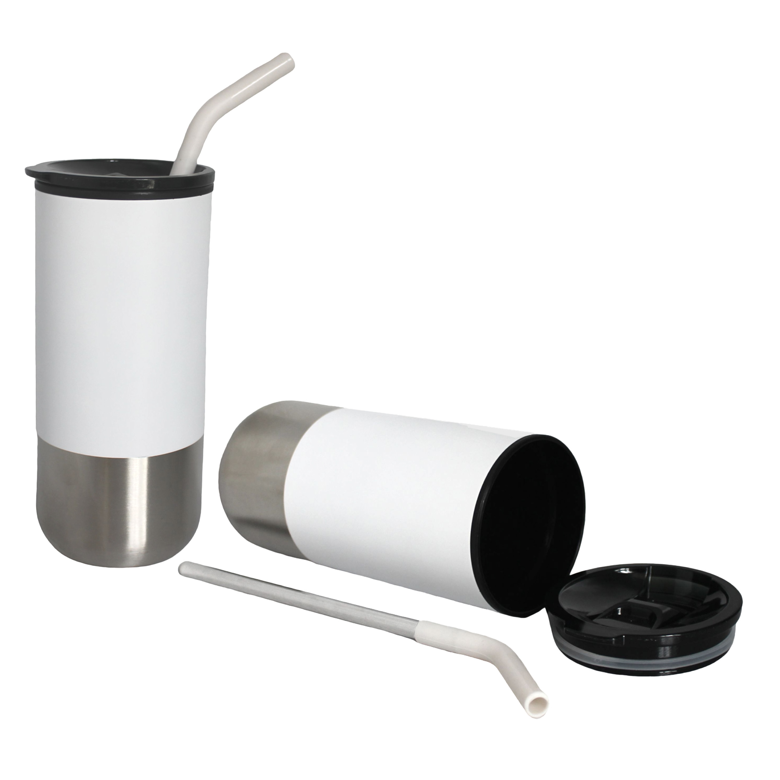 16 Oz. Insulated Stainless Steel Beverage Tumbler w/Flexible Silicone Straw 4