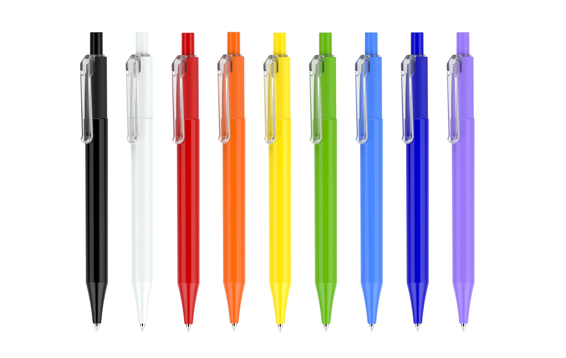 Rainbow Plastic Pens with clear clip 1