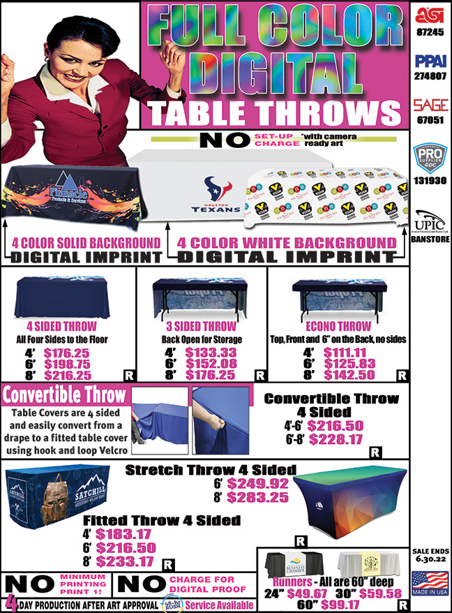 8 Foot Trade Show dye-sub Table Throw - 4 Sided 3