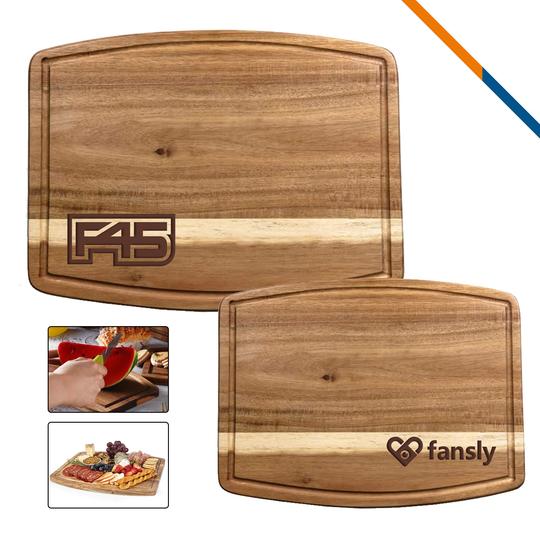 Lauretta Acacia Wood Curve Shape Cutting Board 6