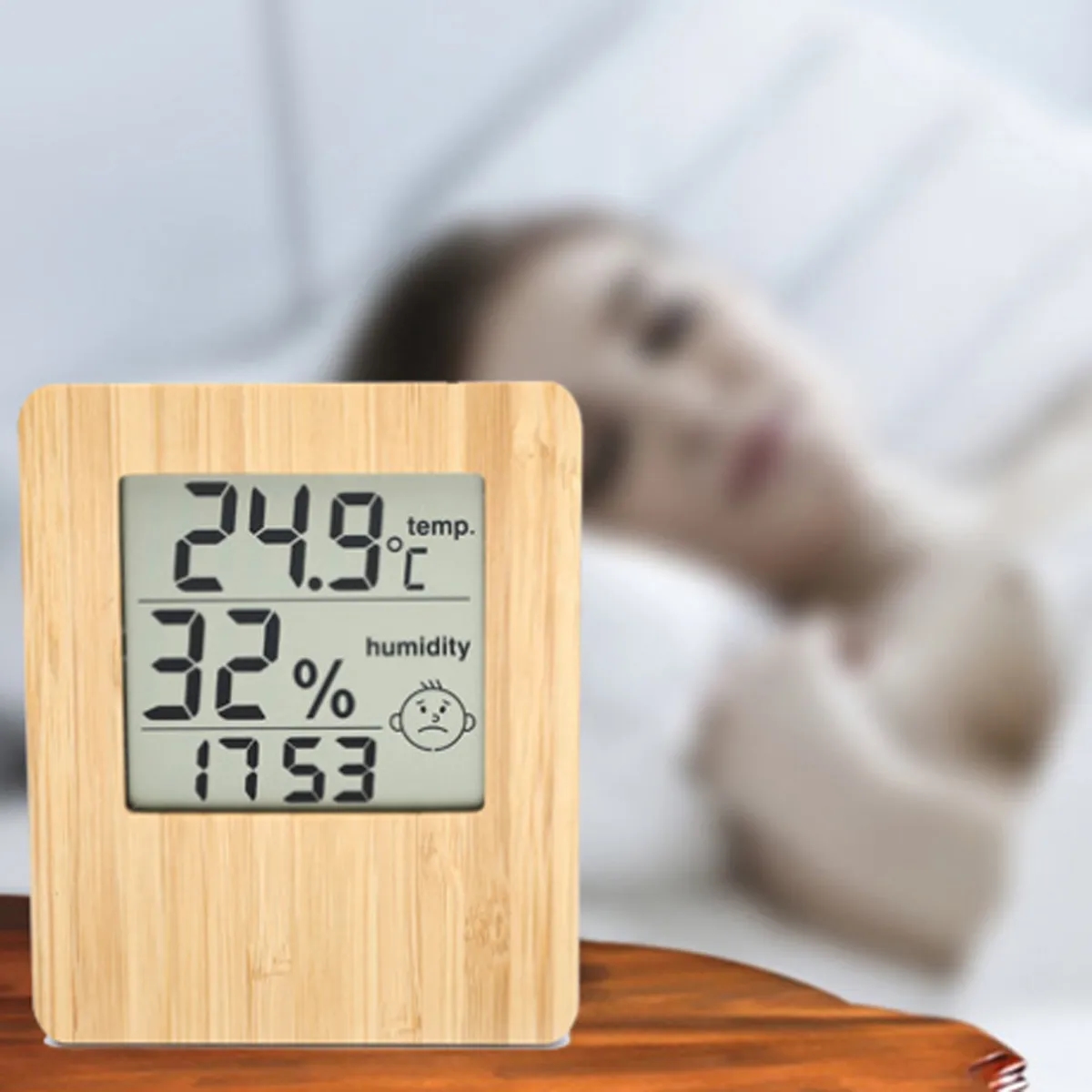 Bamboo Digital Thermometer Hygrometer For Home/Office 3