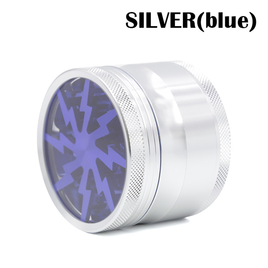 Premium Aluminum Alloy Herb Grinder 2.45" 4 Piece Metal Grinder with Pollen Catcher and Clear 3