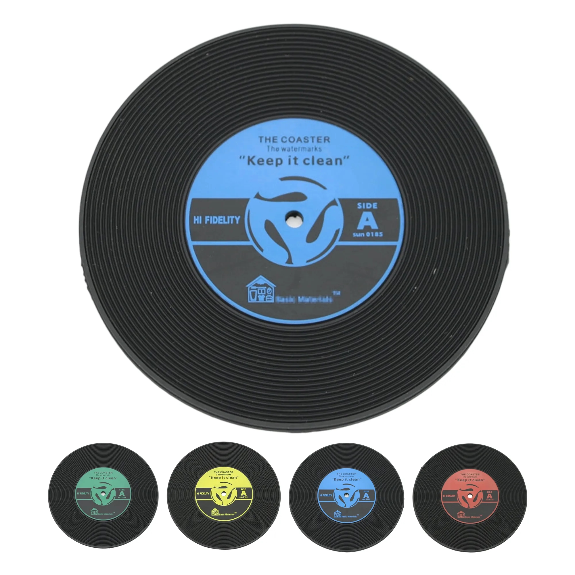 PVC Drink Coasters 3.9 Inch Vinyl Record 5