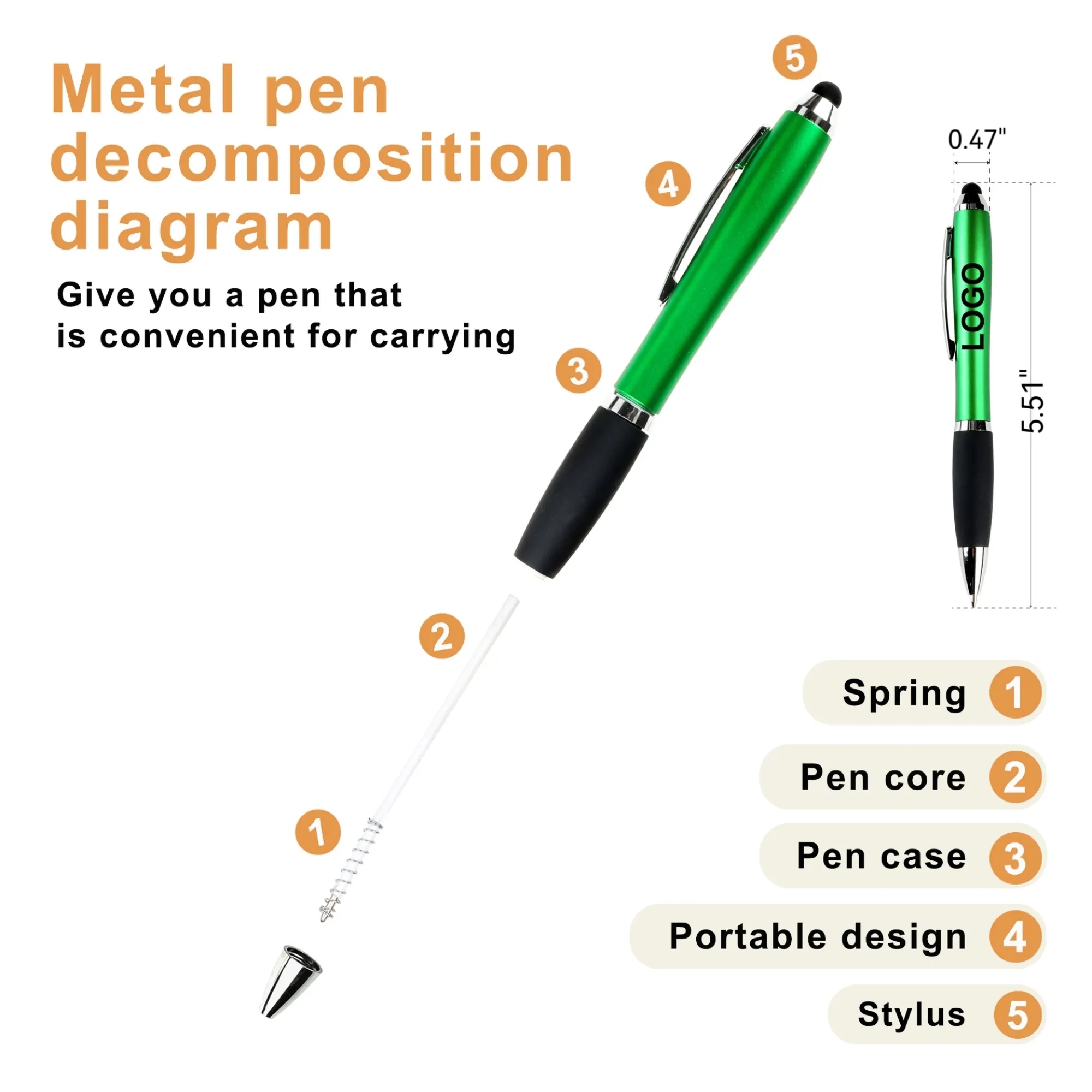 Laser Logo Advertising Pen, Colorful Plastic Rotating Ballpo 5