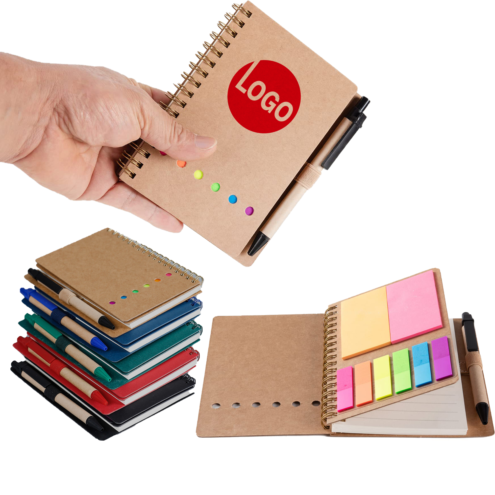 Color-Matched Notebook Set with Pen, Sticky Notes & Mini Flags 2