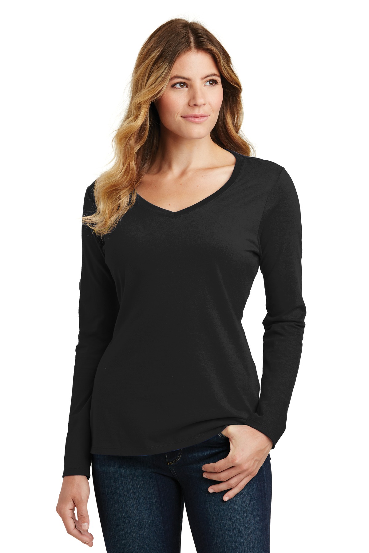Port & Co Women's Long Sleeve Fan Favorite V-Neck Tee. LPC450VLS 81