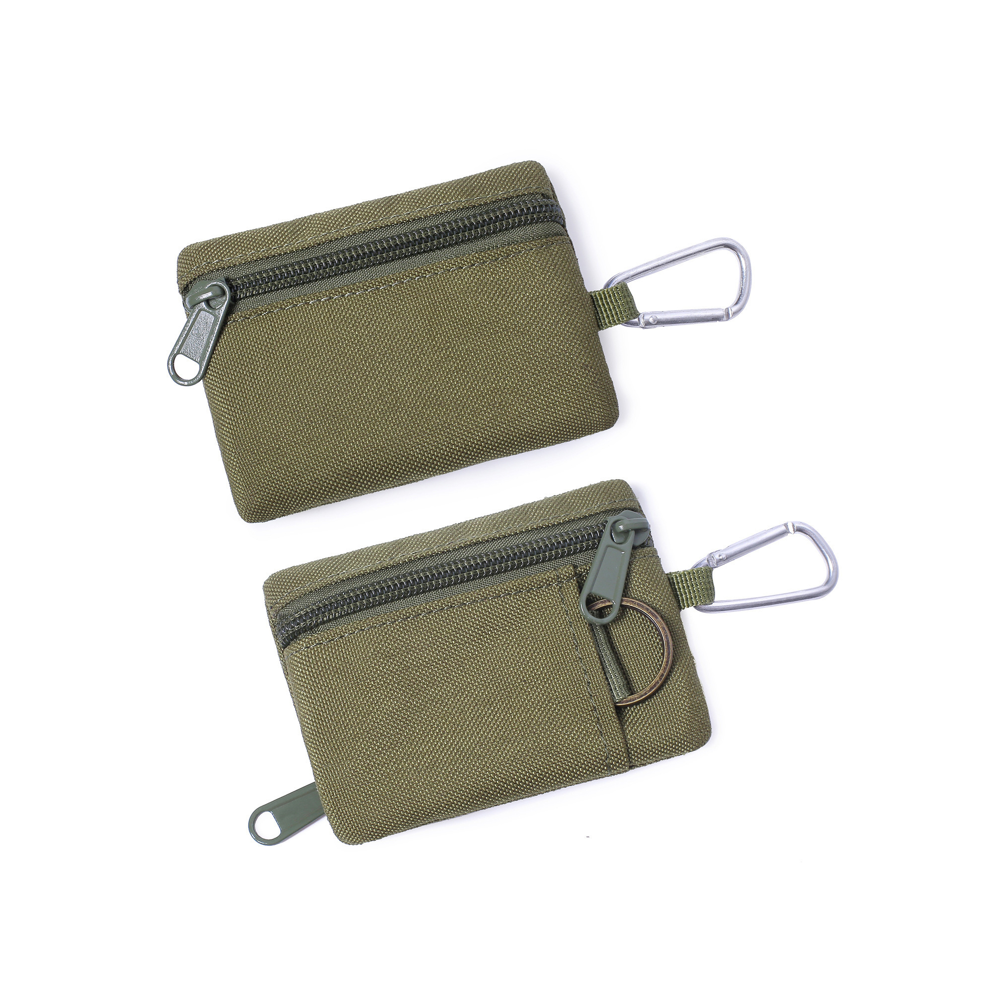 Polyester Zipper Coin Purse With Carabiner Clip Pocket Case 5