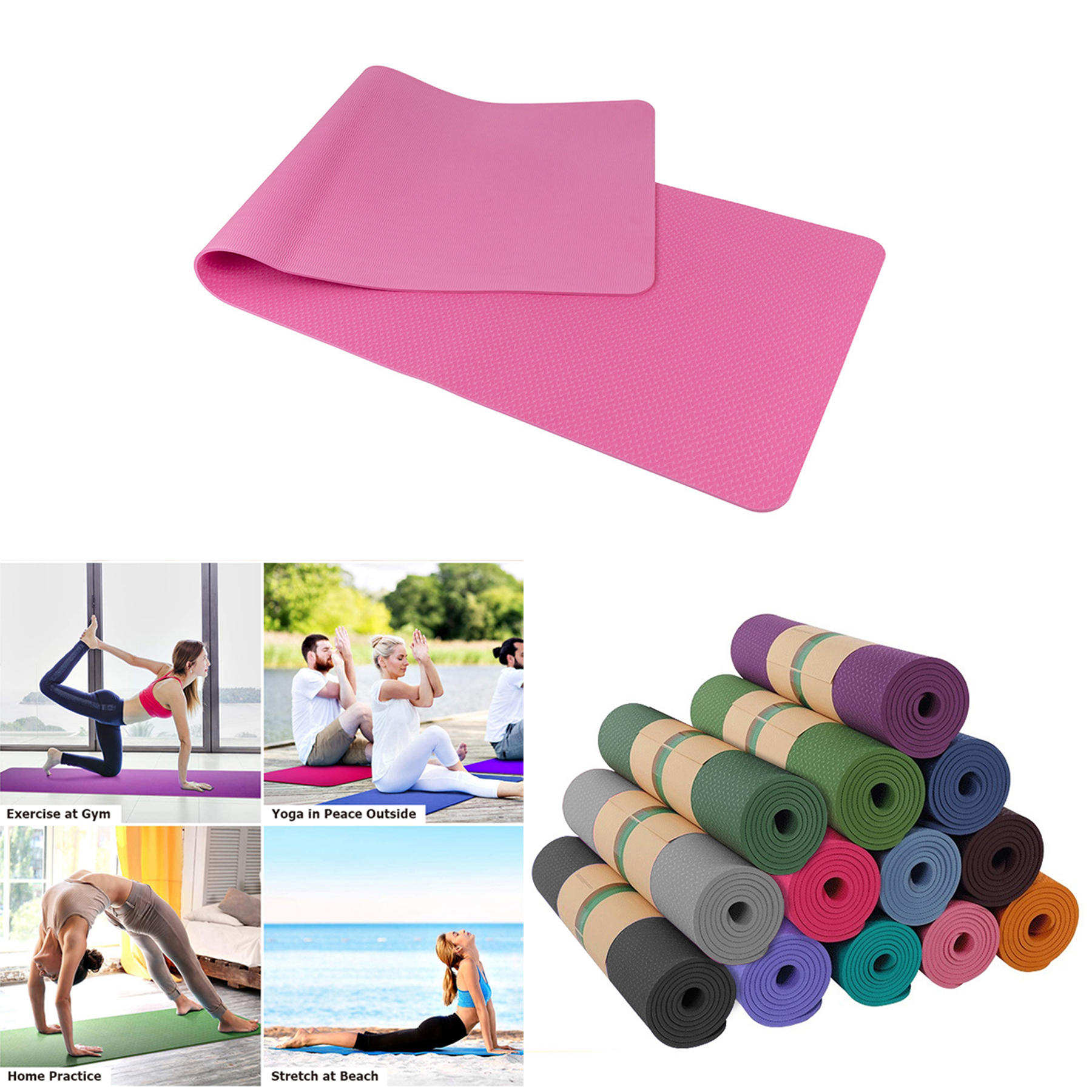 TPE Single Layer Yoga Mat, custom sports ball with logo imprint 2