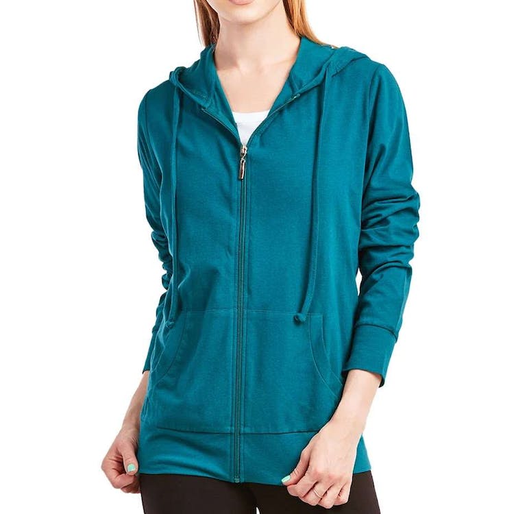 Women's Jersey Zip-Up Hoodie Jackets - Small Peacock 2