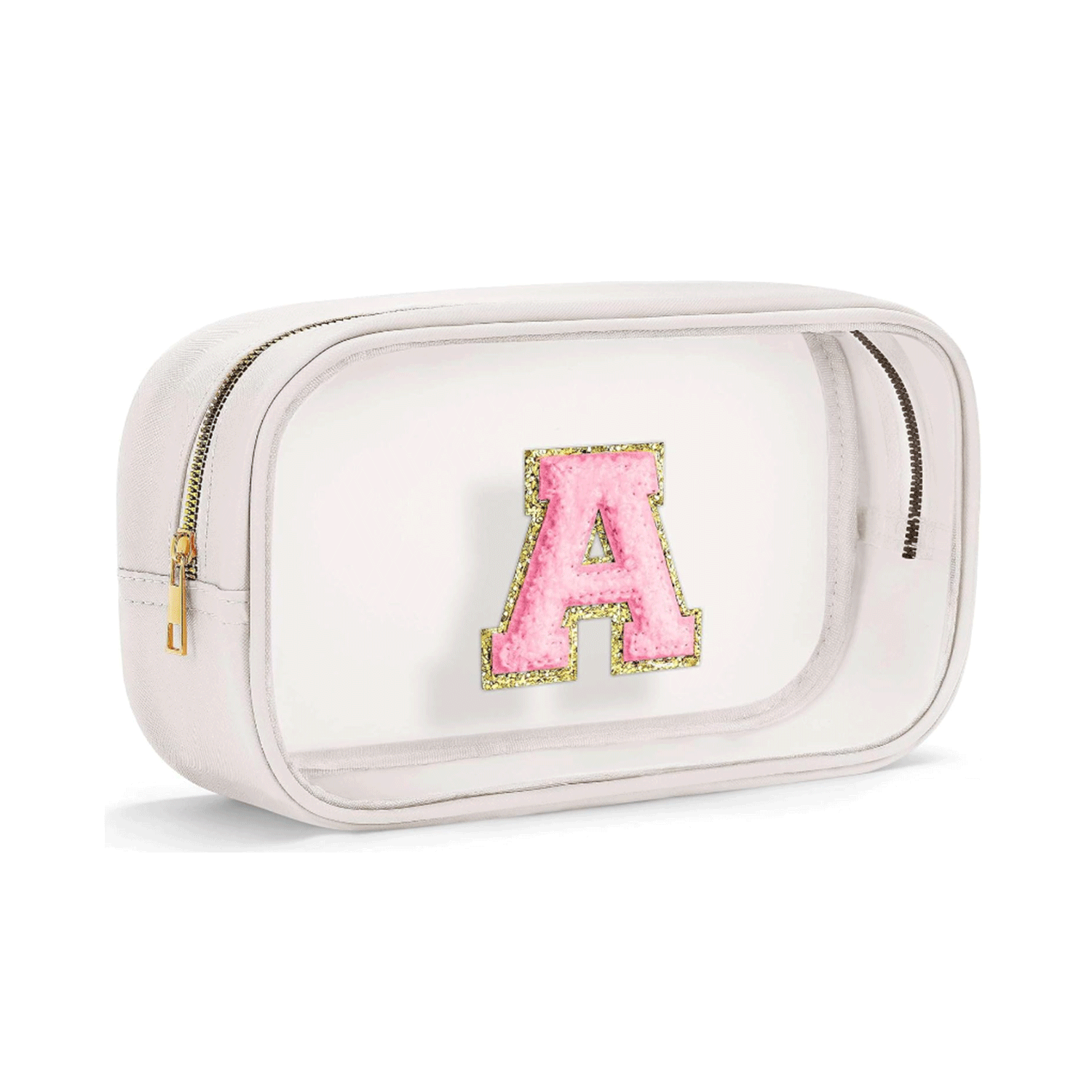 PVC and PU Leather Clear Makeup Bag W/ Initial Letter 10