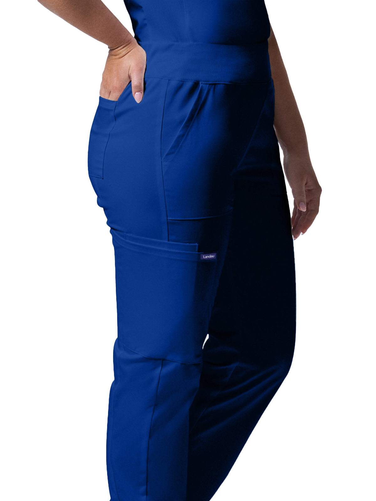 Landau - ProFlex - Women's Five-Pocket Mid-Rise Rib-Knit Elastic Waist Straight Leg Pant 55