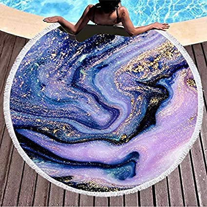 200 GSM Large Round Microfiber Mandala Beach Towel Blanket / Fringe 4