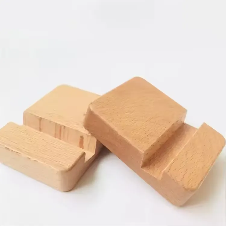 Bamboo Block Phone Stand 5