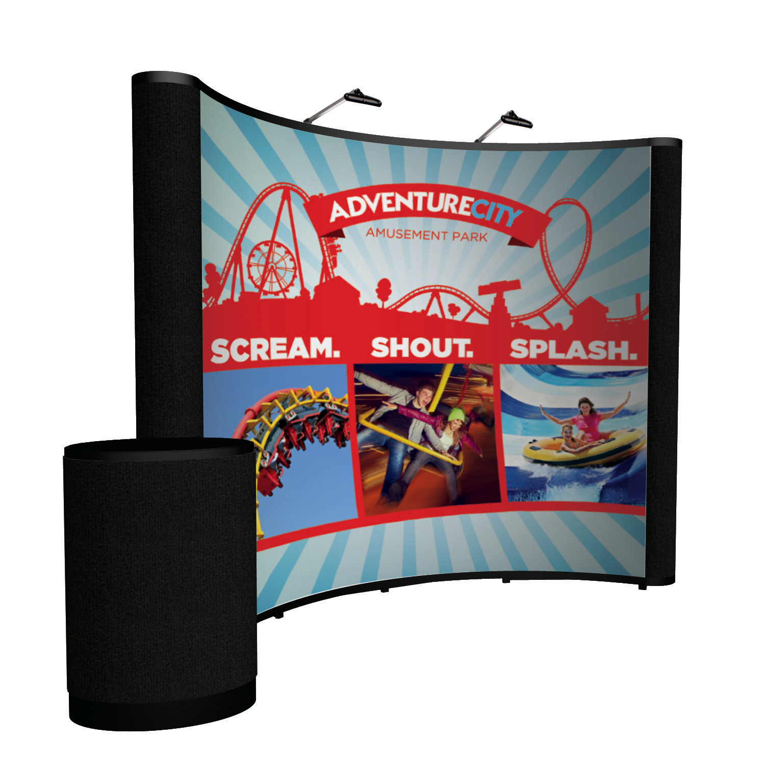 10' Curved Show 'N Rise Floor Display Kit (Mural with Fabric Ends) 1