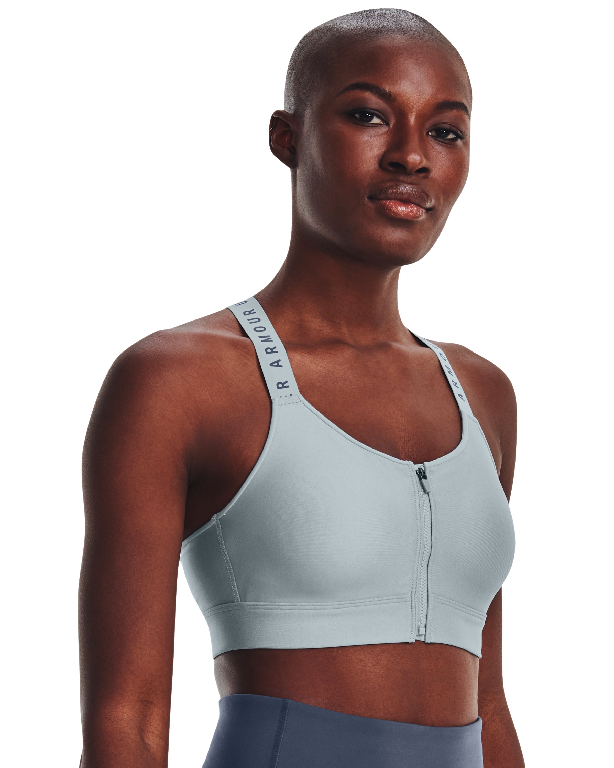 UA Infinity High Zip Women's Sports Bra, custom athletic wear with logo imprint 6