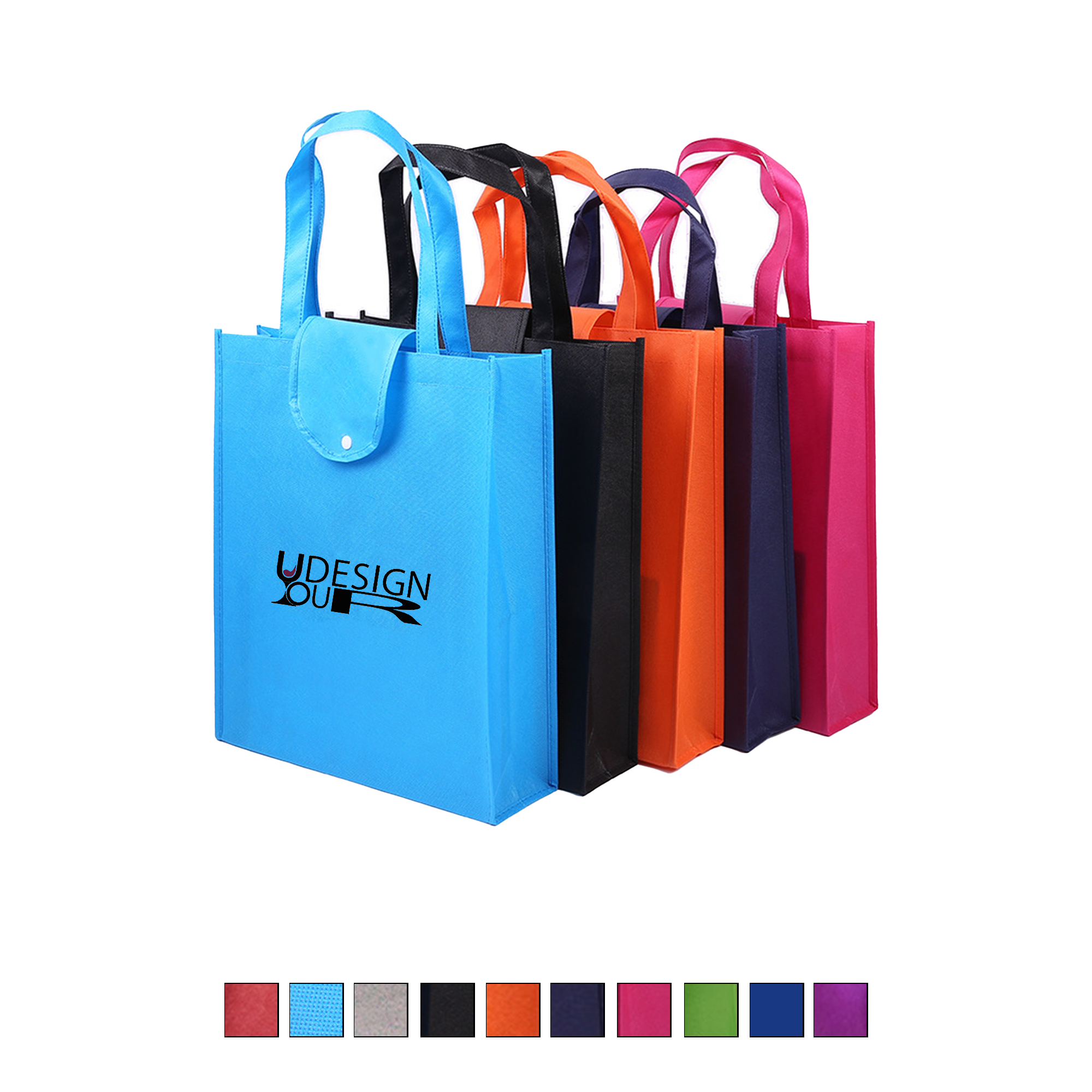 Foldable Non-Woven Tote Bag with Snap Closure 1