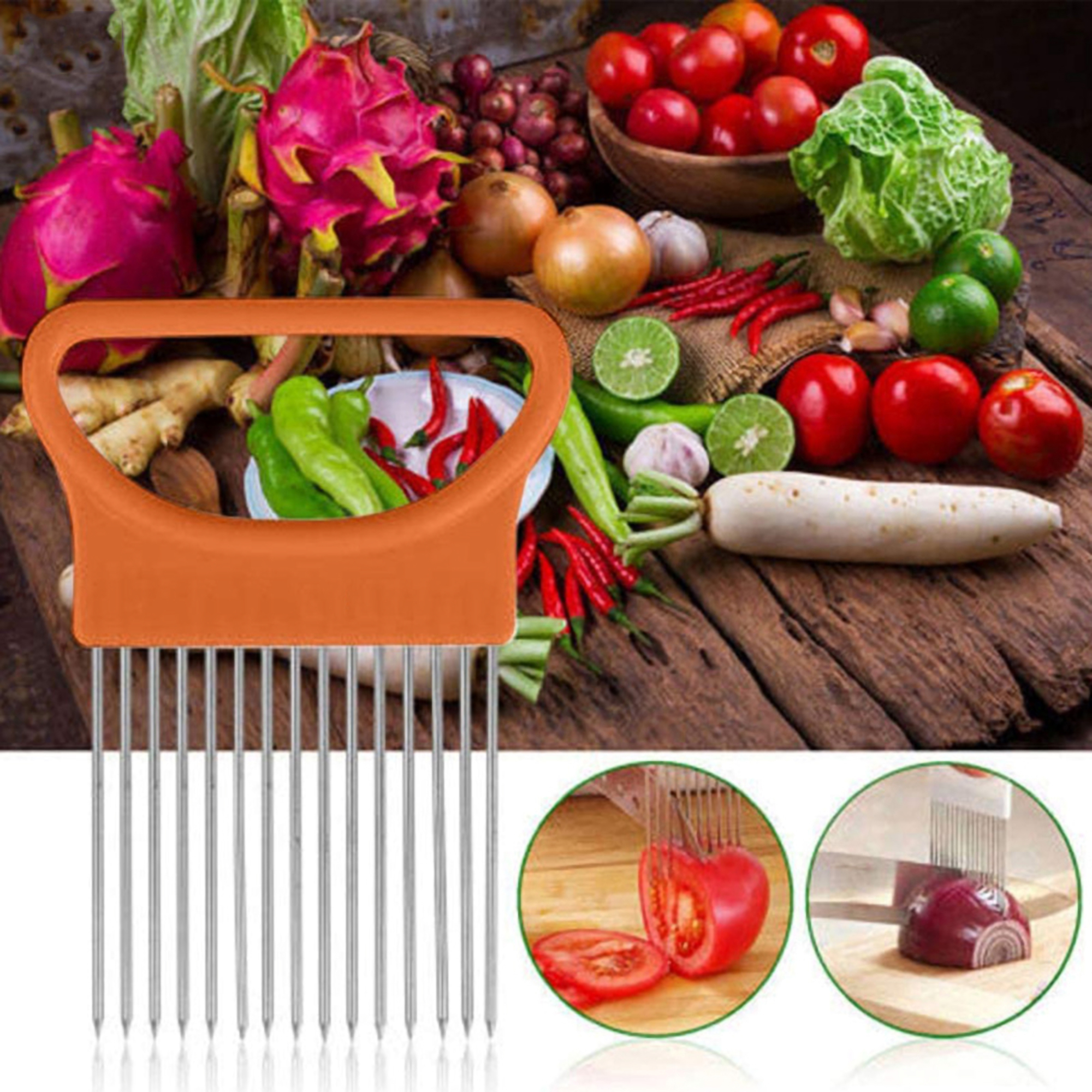 Stainless Steel Onion Slicer Holder Fork 3