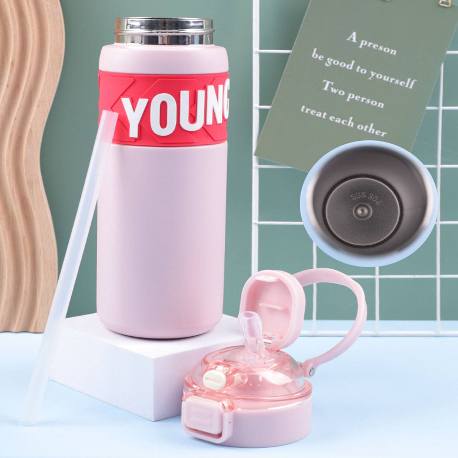 23oz Portable Stainless Steel Bottle Silicone Spout, custom water bottle with logo imprint 5