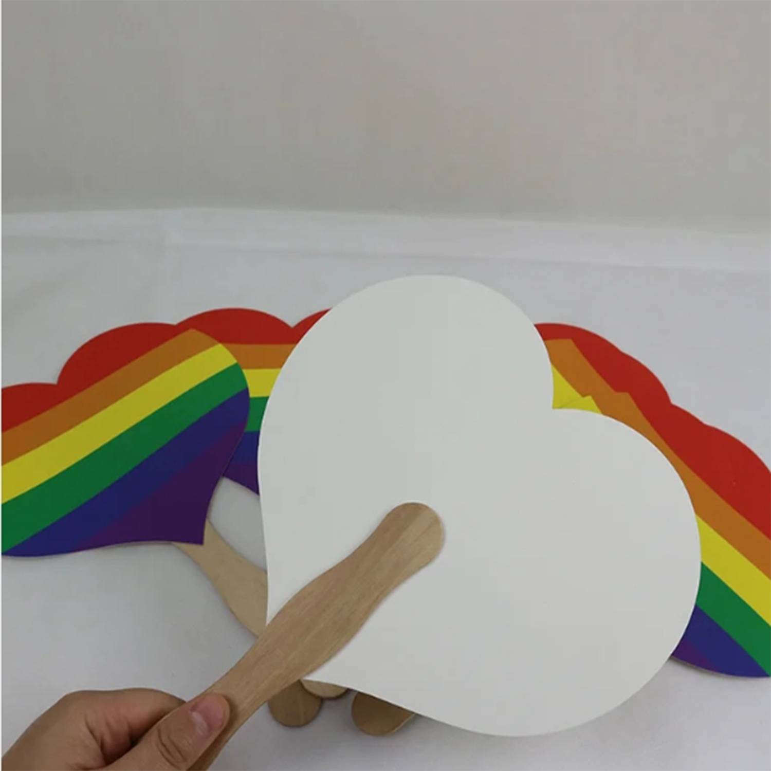 Rainbow Heart Paper Fan 5