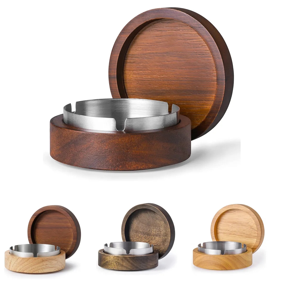 Wooden Ashtray with Lid 2