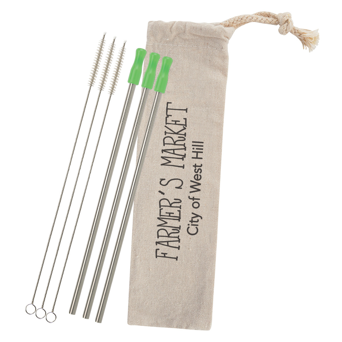 3-Pack Stainless Straw Kit with Cotton Pouch 10