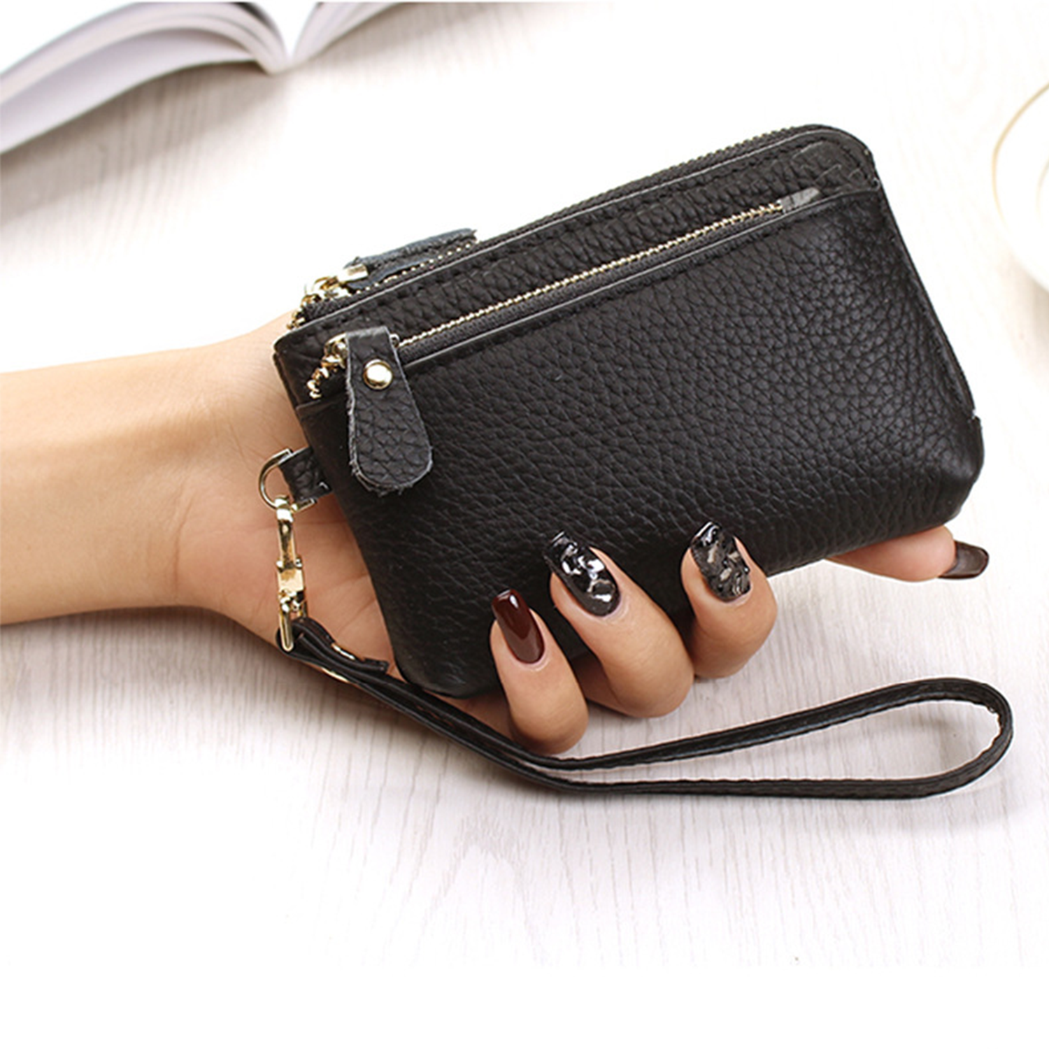 Leather Coin Purse W/ Wrist Strap 4