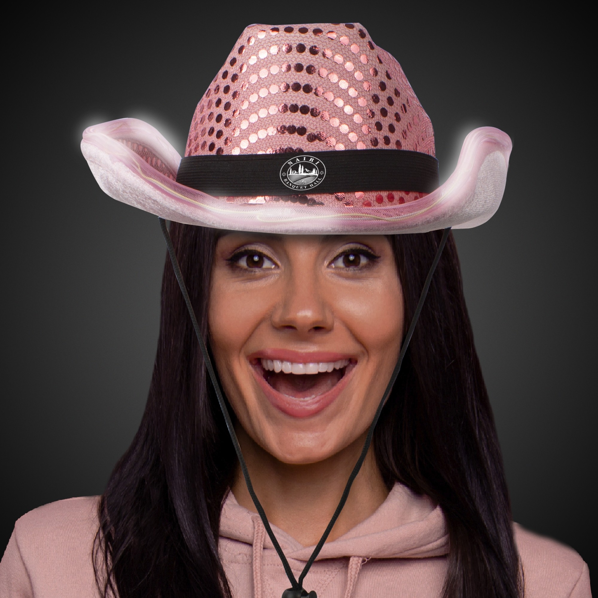 PINK SEQUIN LED COWBOY HAT(Blank) 3