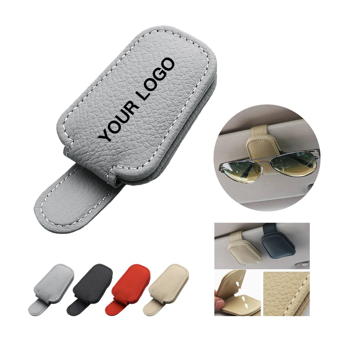PU Magnetic Glasses Clamp for Car Interior 6