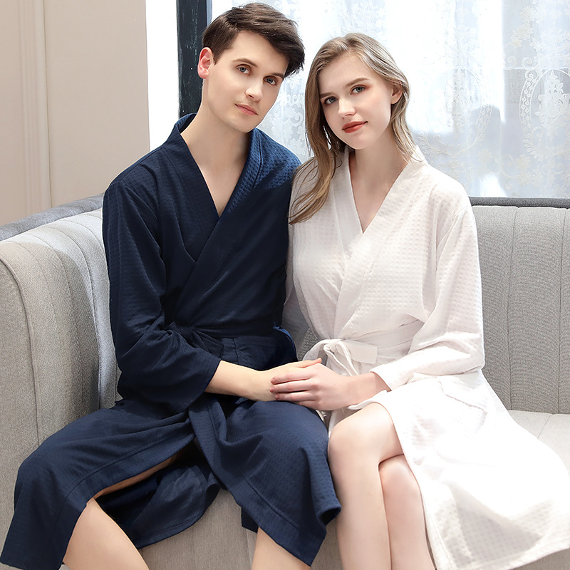Women Men Waffle Bathrobes for Spring Summer 6