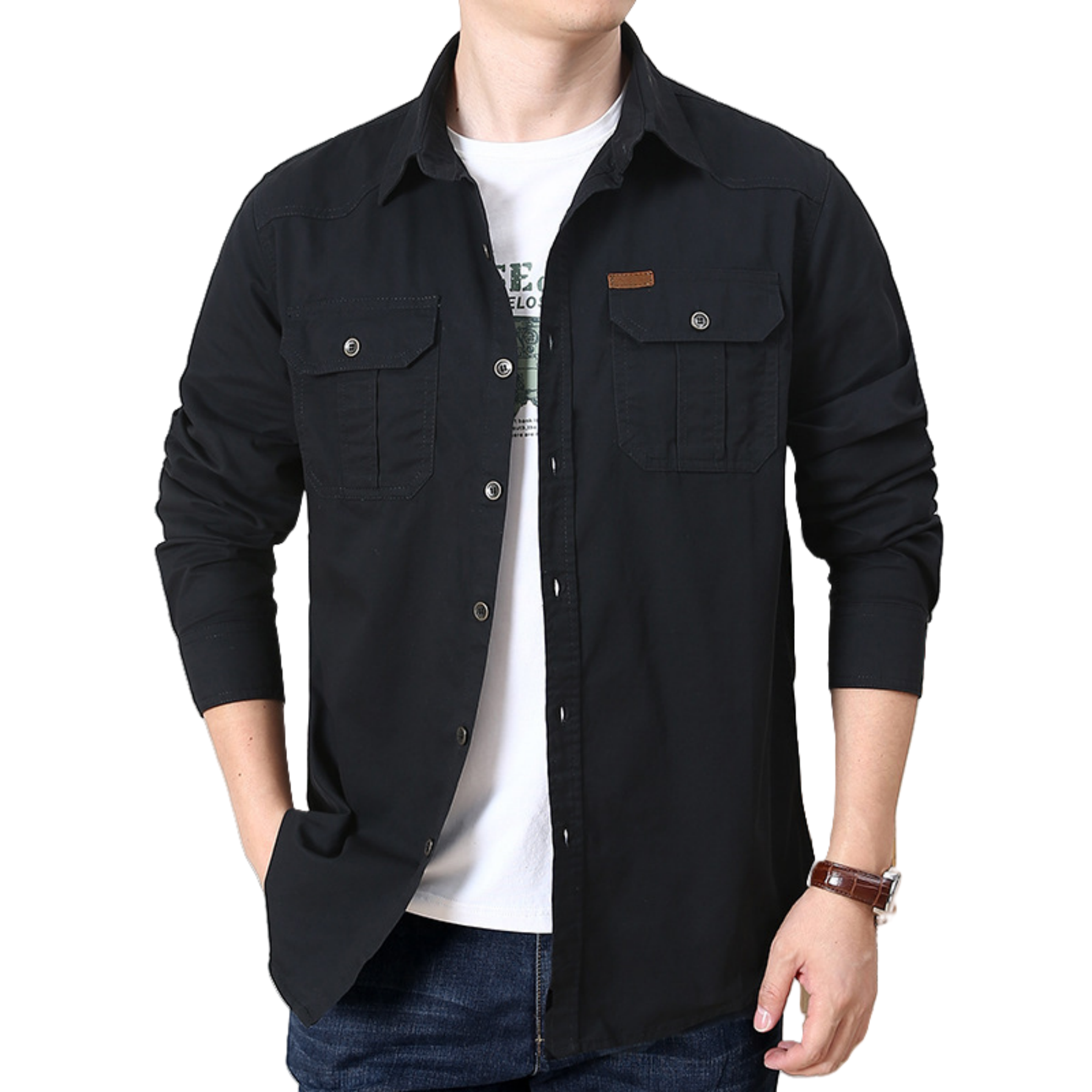 Mens Cotton Casual Shirt Spring Outdoor Wear 4