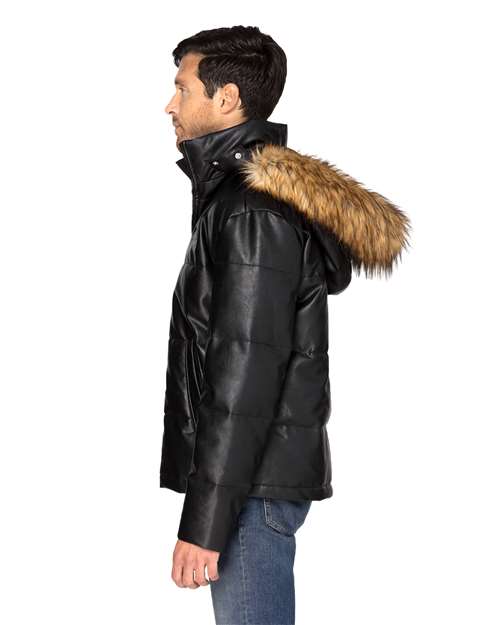 Unisex Vegan Leather Puffer Jacket - 397J 4