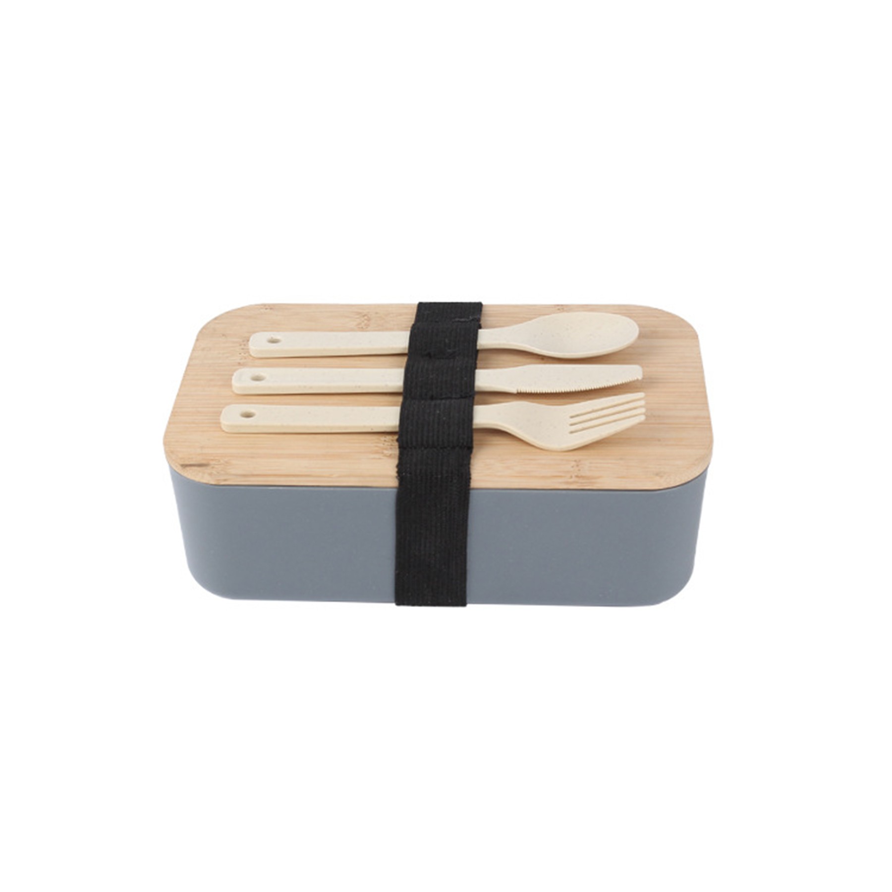 Wheat Straw Lunch Box With Nature Bamboo Lid And Utensils 3