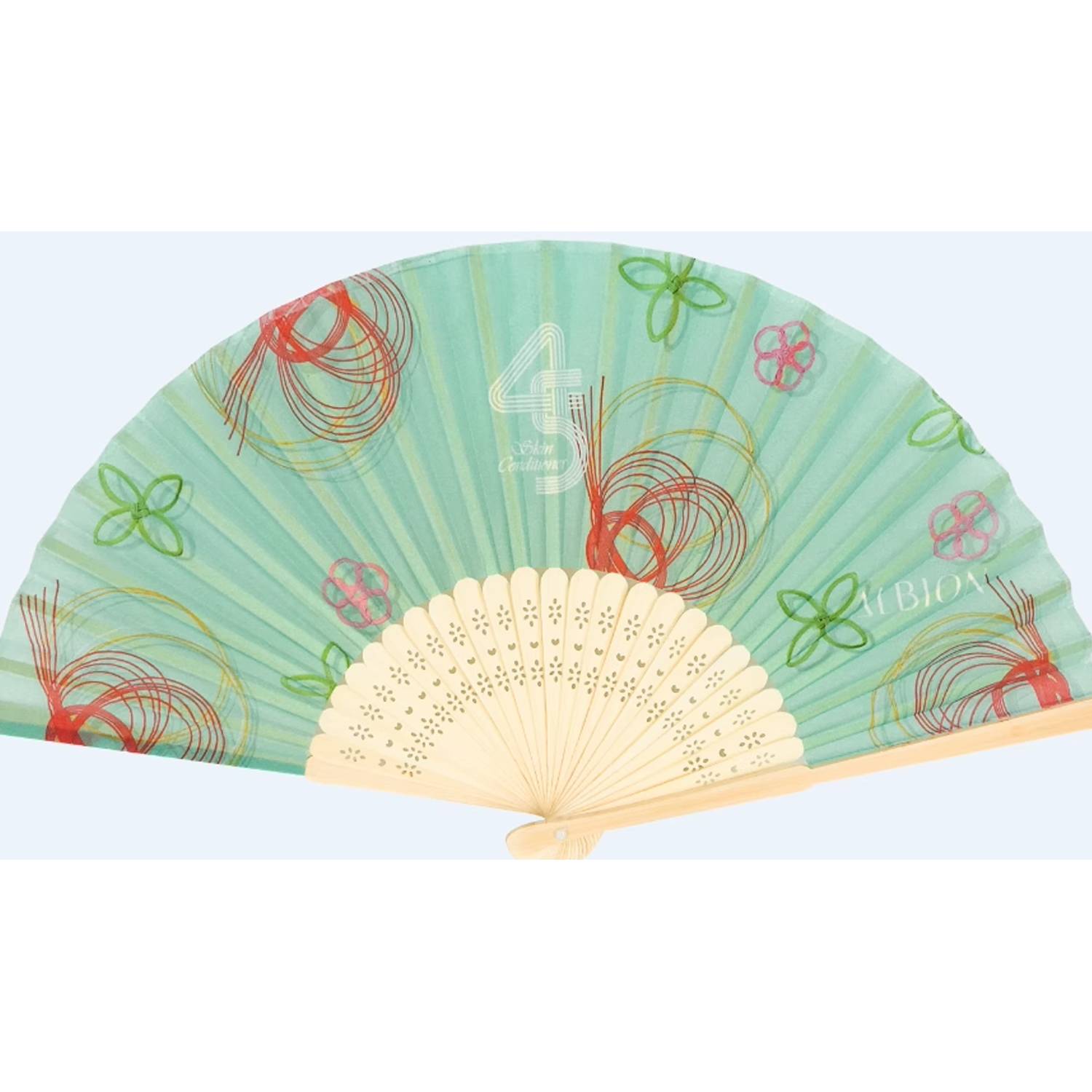 Bamboo Polyester Double-Sided Fabric Foldable Handheld Fan 4