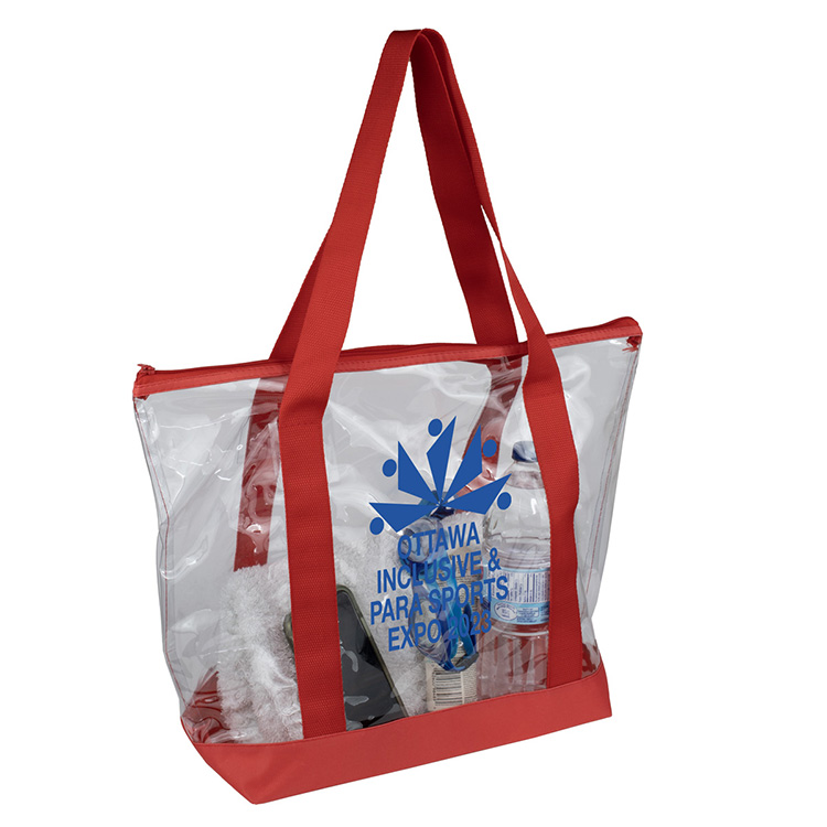 19"W x 13 ½"H x 6"Gusset - "BONDI" Jumbo Clear Zippered Tote Bag 32