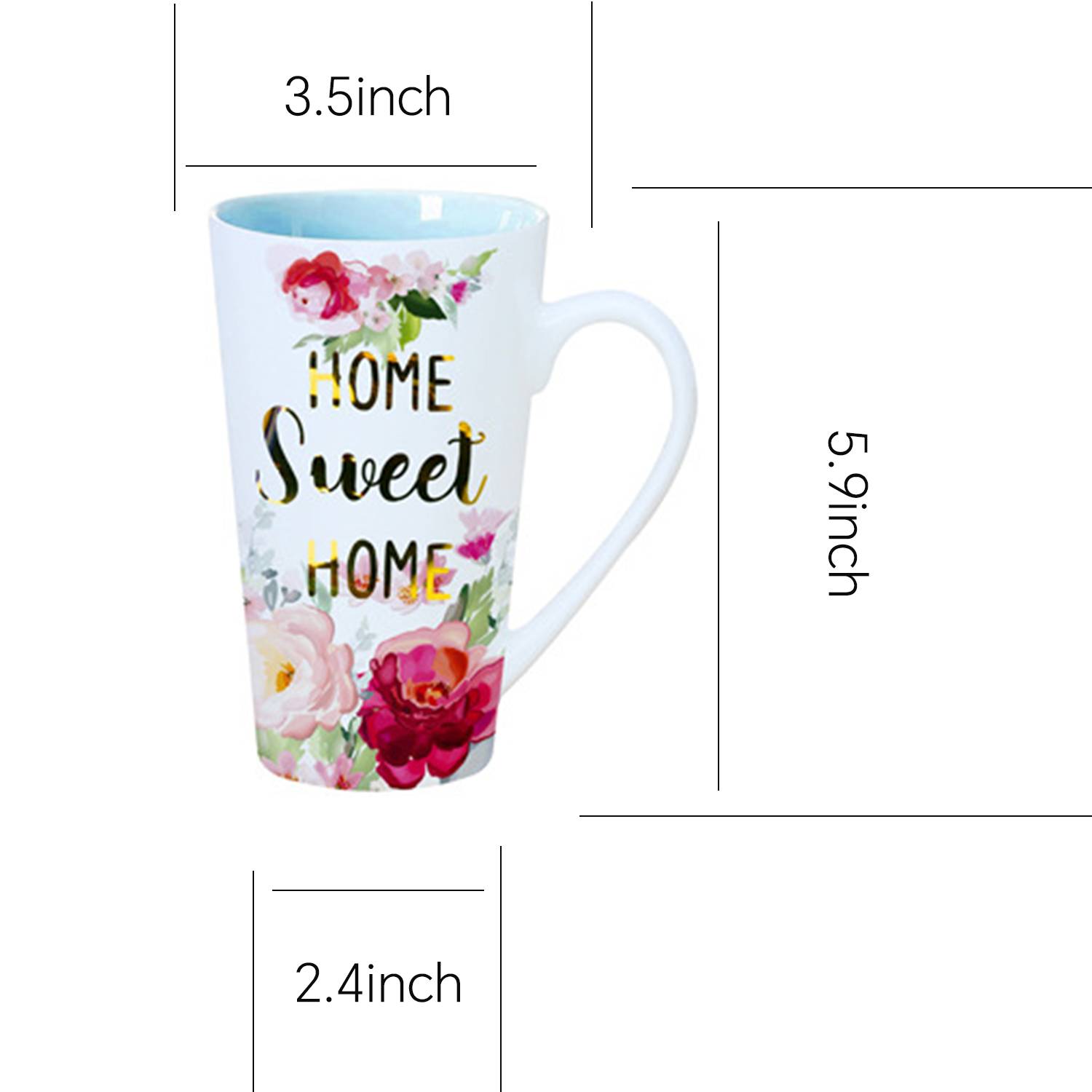 10oz Floral Ceramic Mug w/ Handle 5