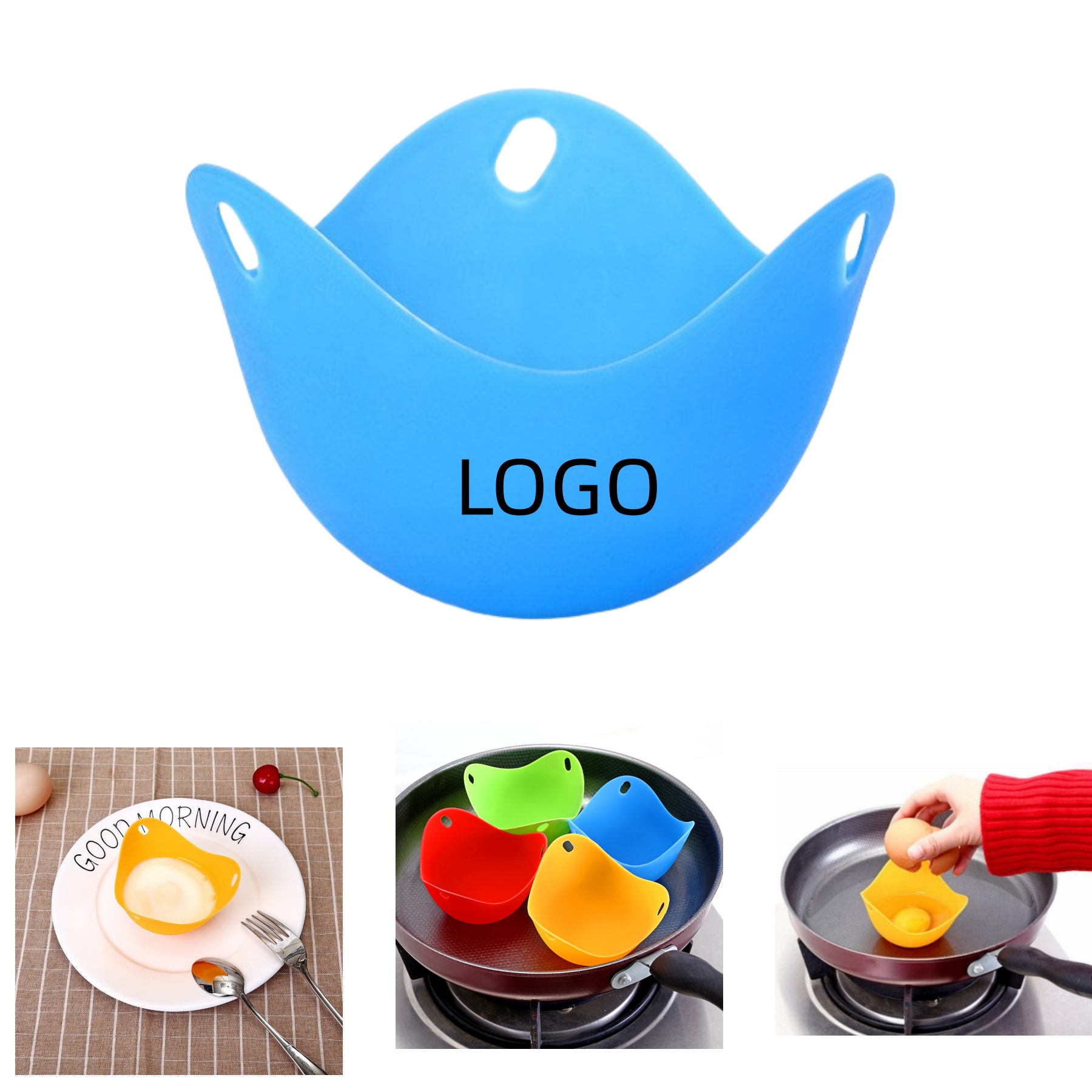 Silicone Egg Poaching Cups with Ring Standers 3