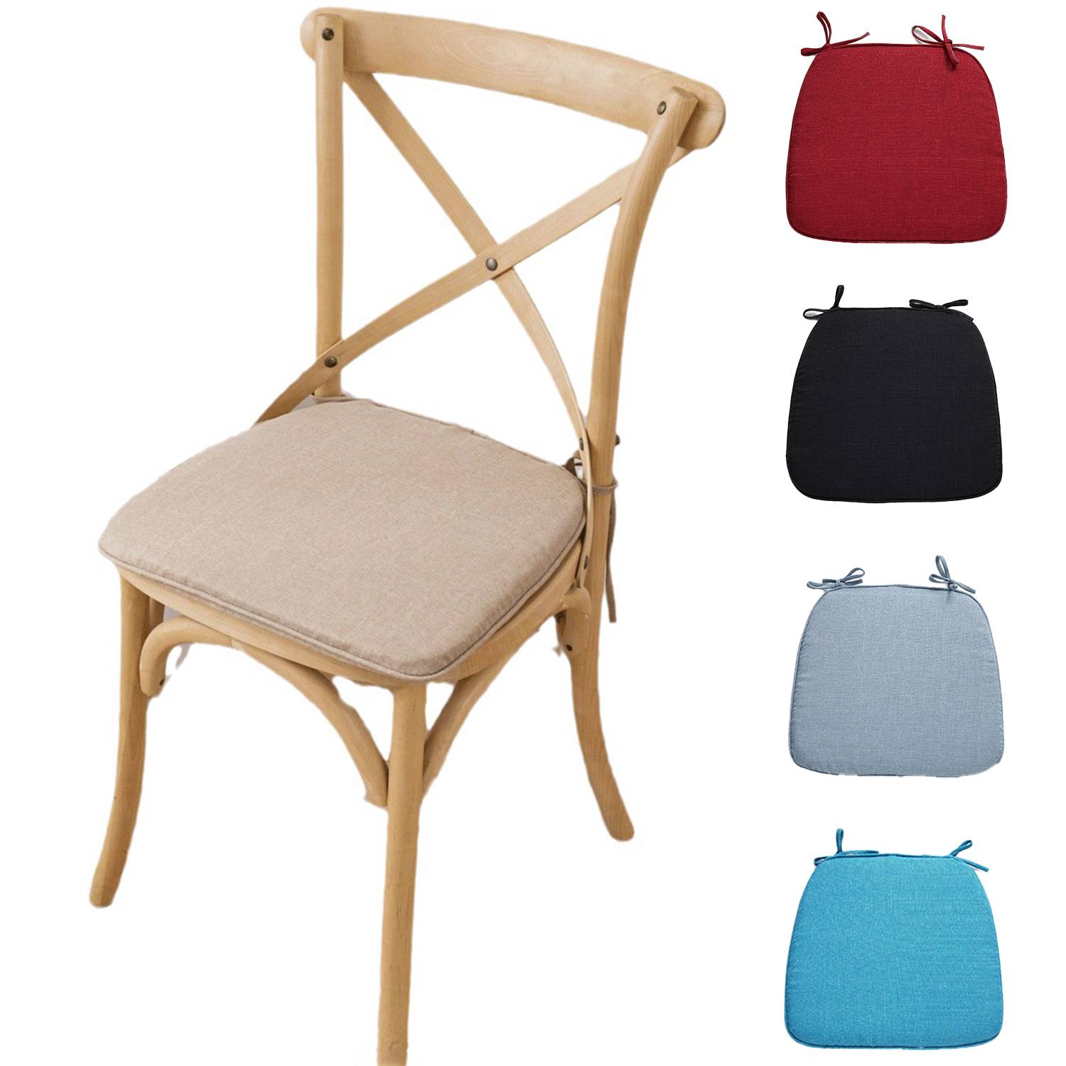 Polyester Universal Non-Slip Chair Seat Cushion w/ Tie 3