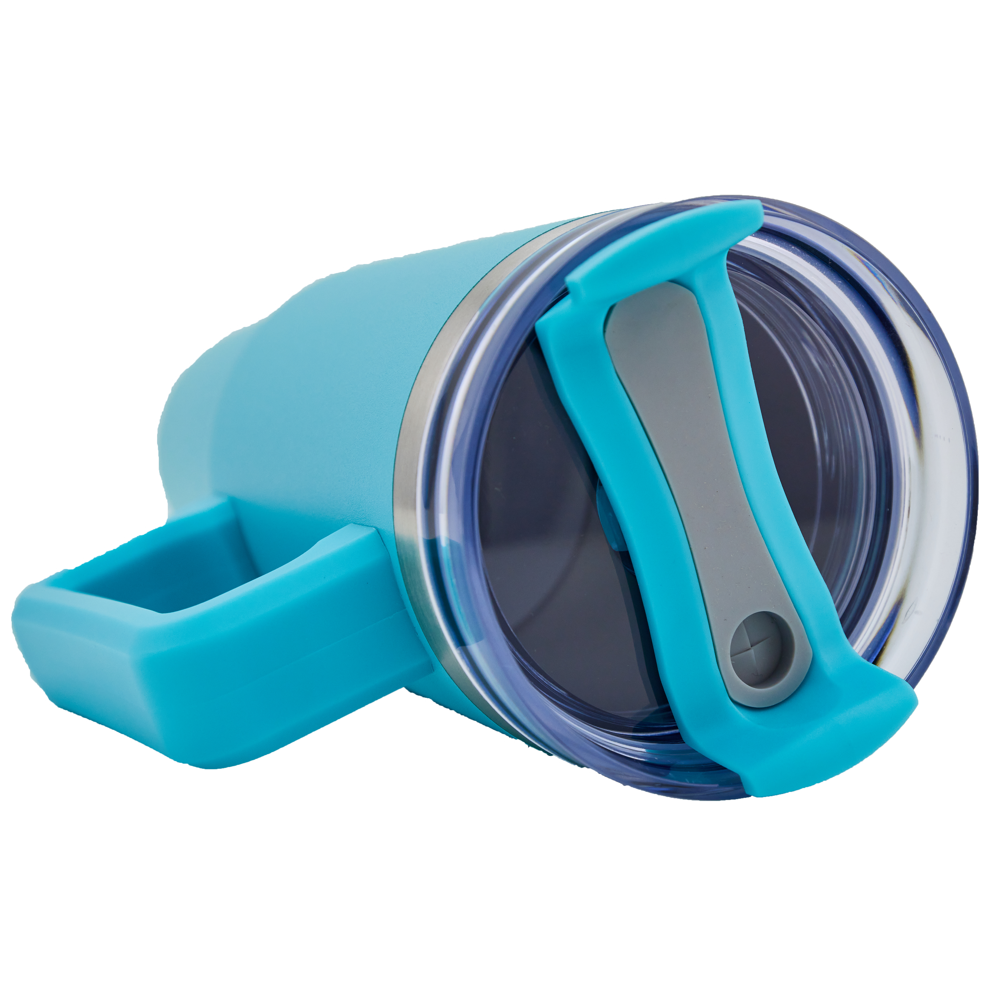 Newport 30 Oz. Double wall Stainless Steel Vacuum Insulated Tumbler w/Handle and Straw (Cyan) 3