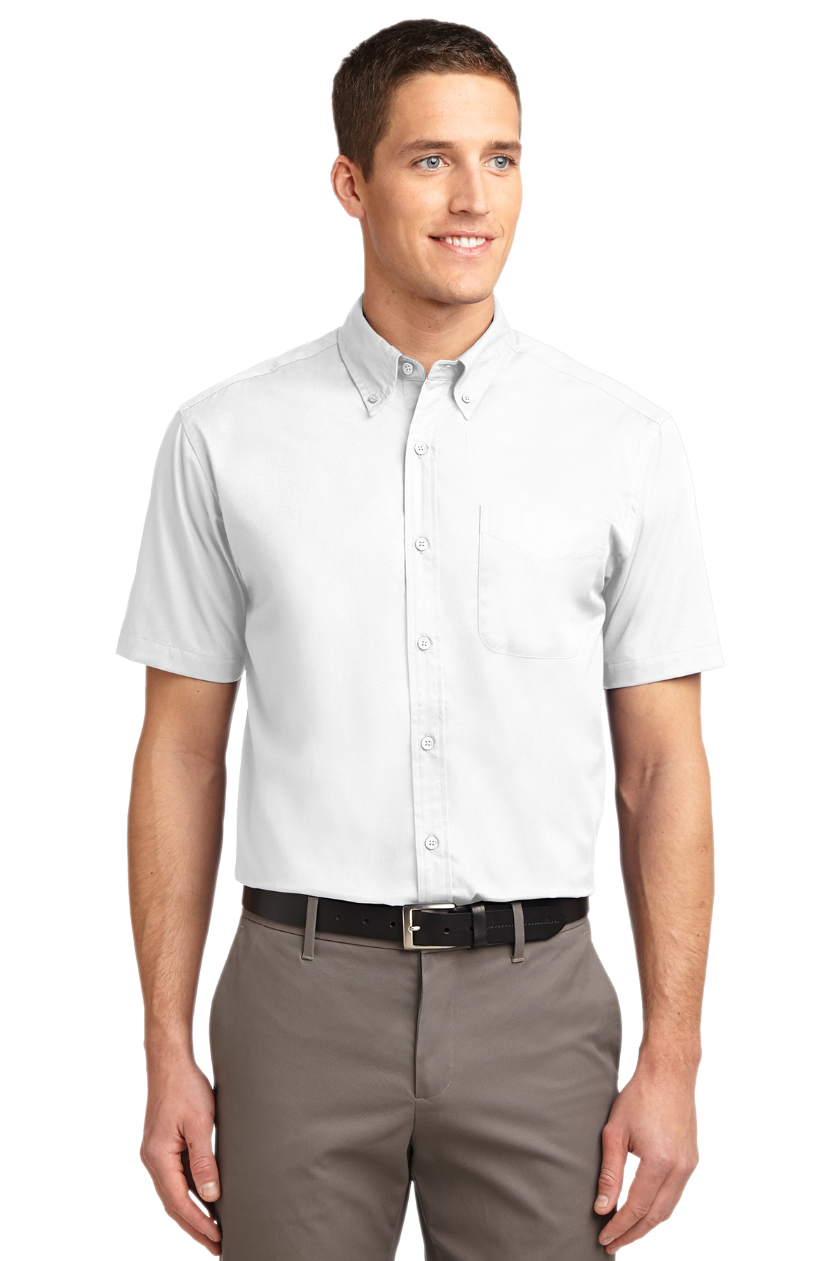Men's Short Sleeve Oxford Button-Down Easy Care Shirts 27