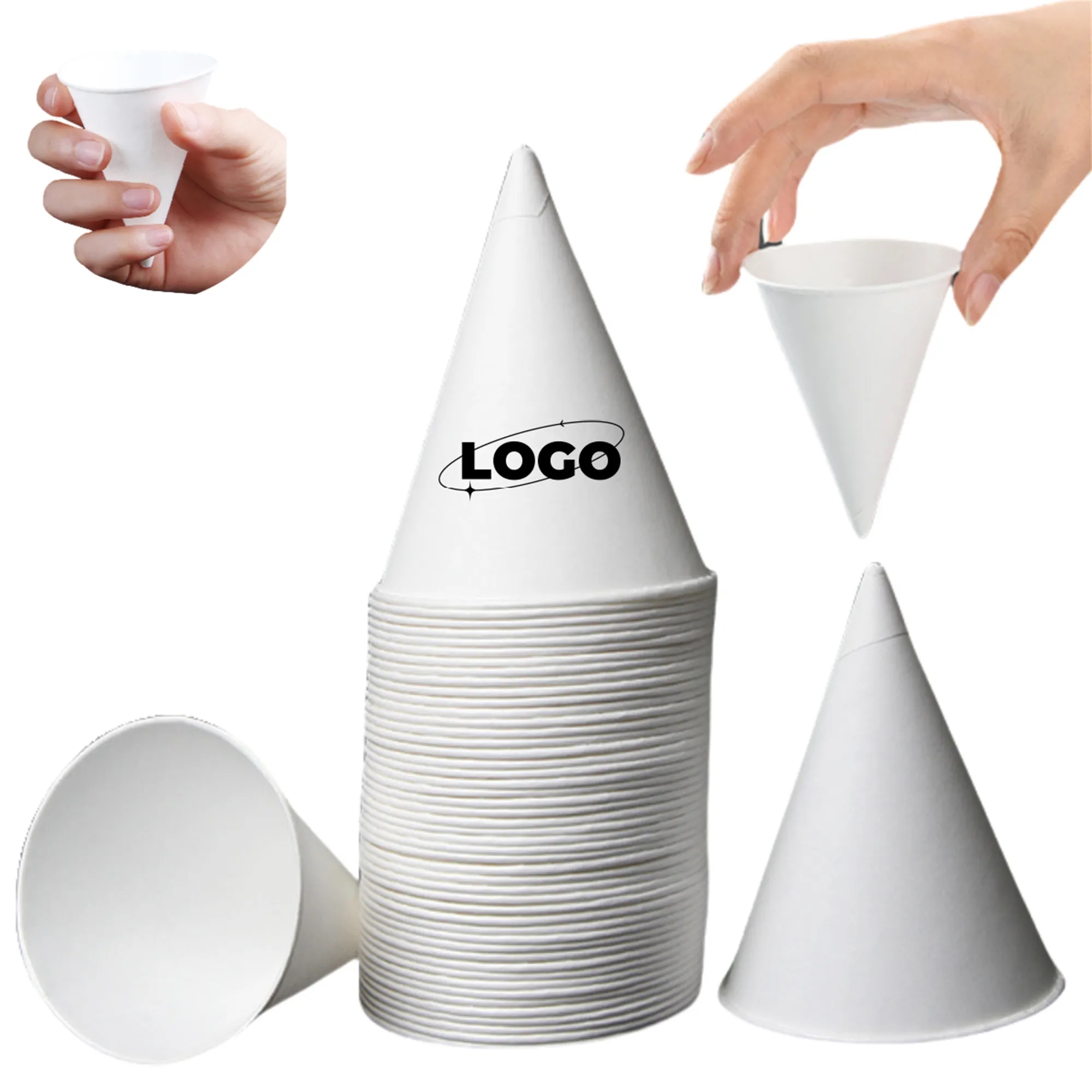 6oz Disposable White Paper Cone Cups 1