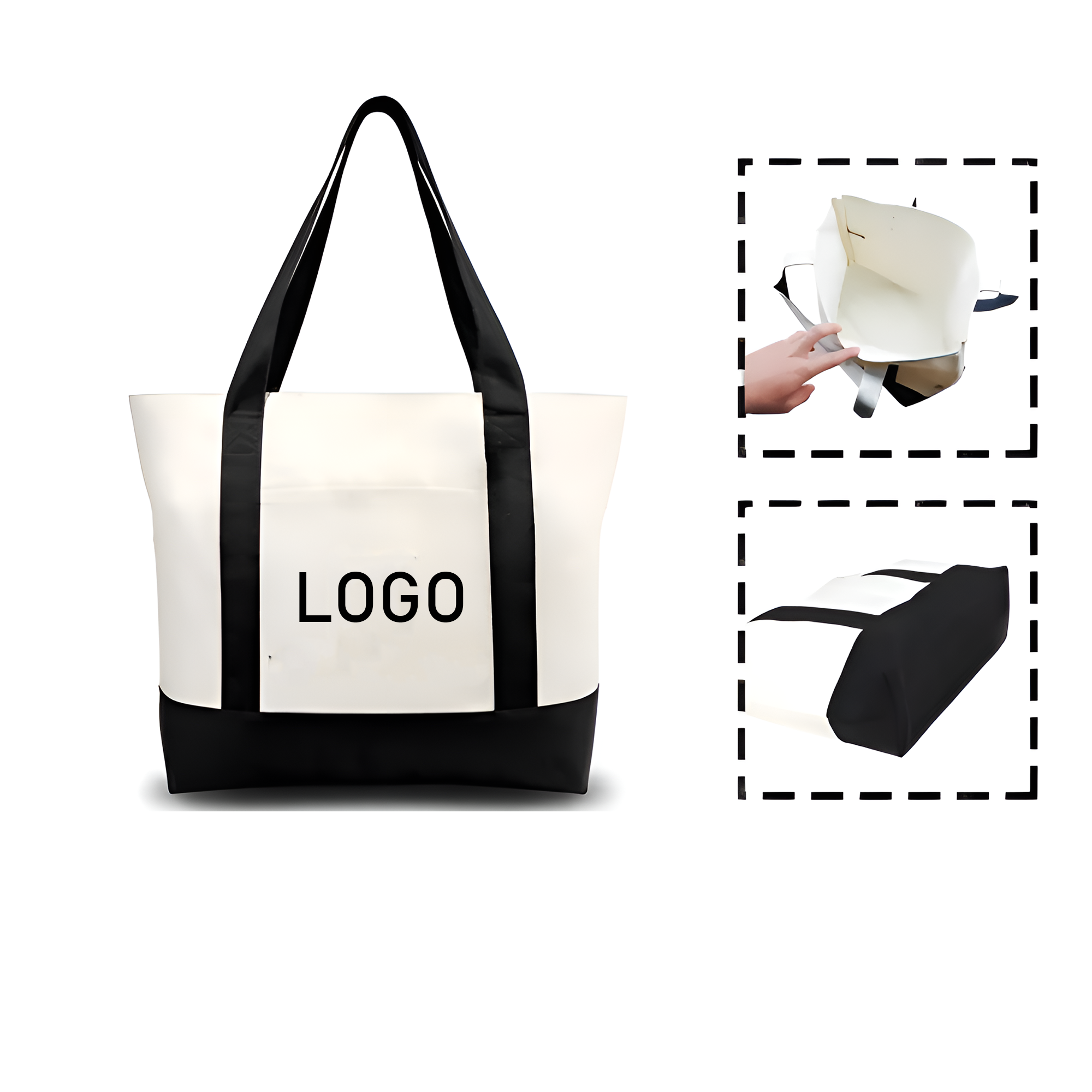 Canvas Tote Bag with Contrasting Panels, custom tote bag with logo imprint 3