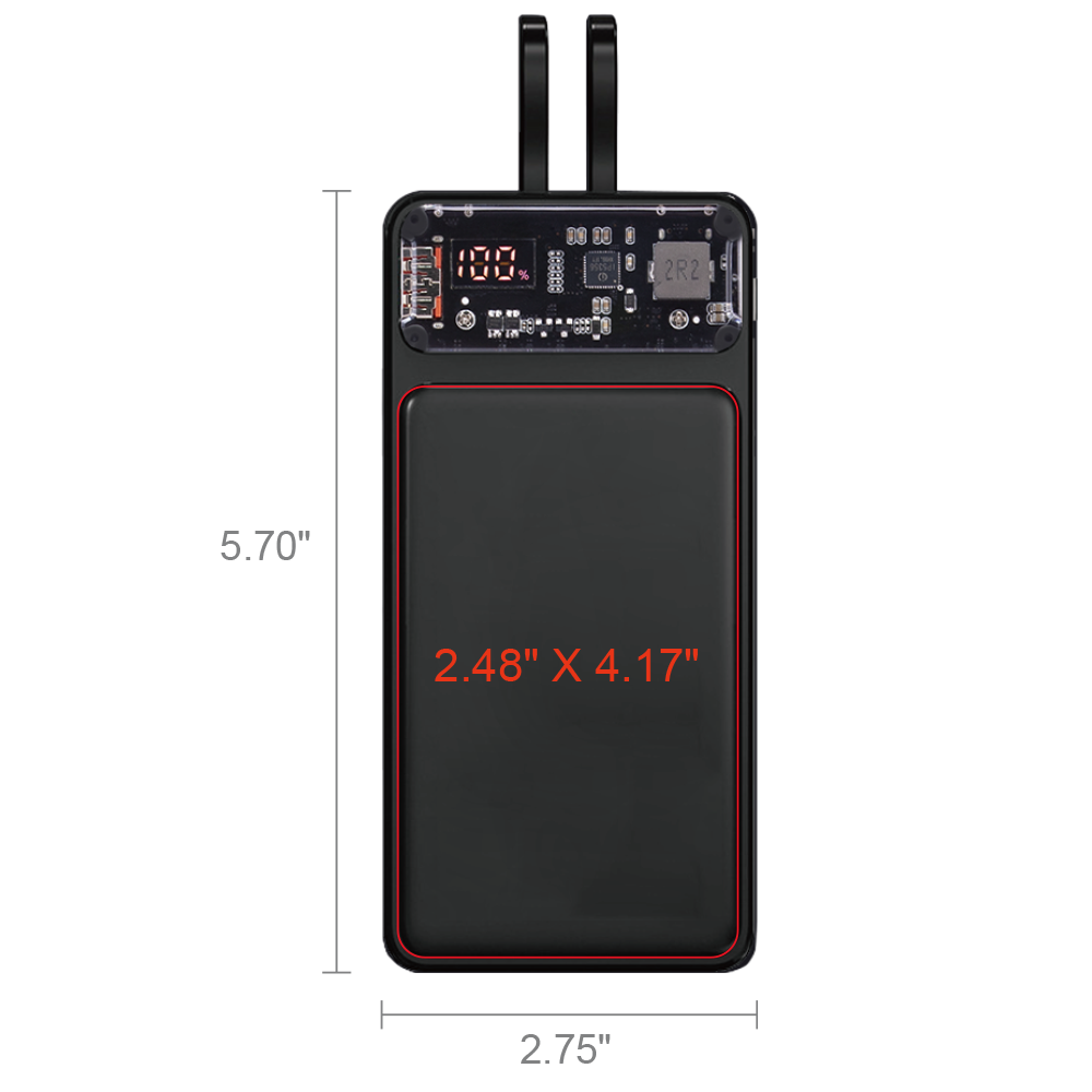 Winnetka Transparent Corded Power Bank 20000